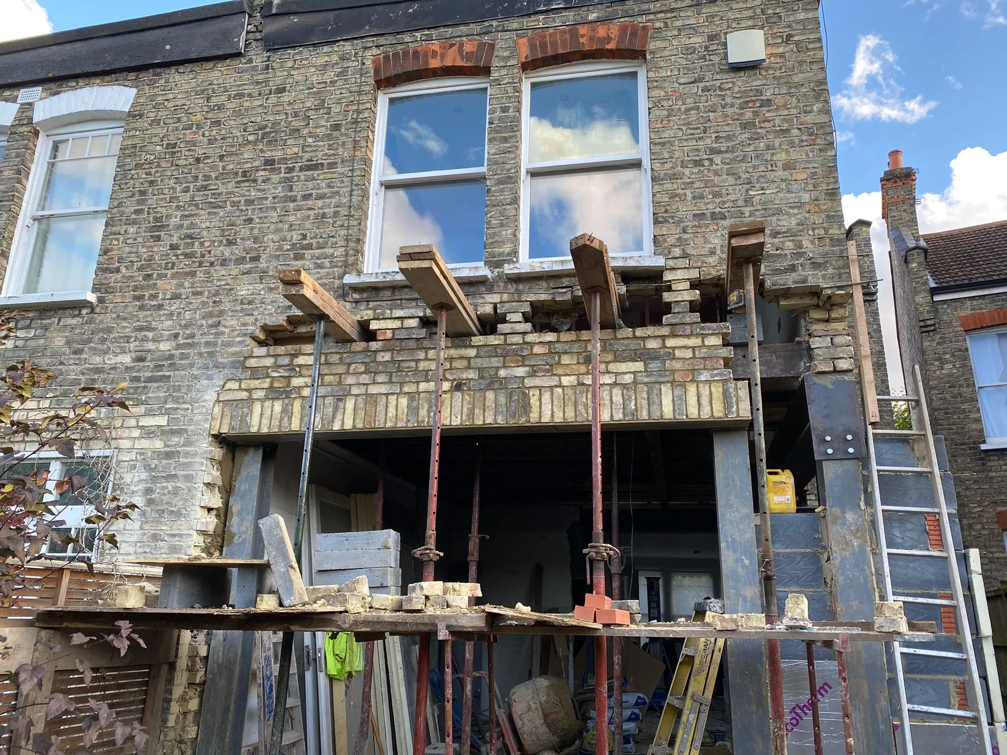 Rear Extension — Steel Beams, Matched Brickwork & Glass Roof. in Hornsey N8 — photo 2